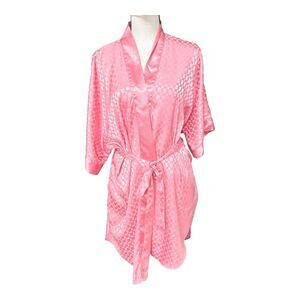Vintage Kathryn Pink Satin Kimono Robe - S/M